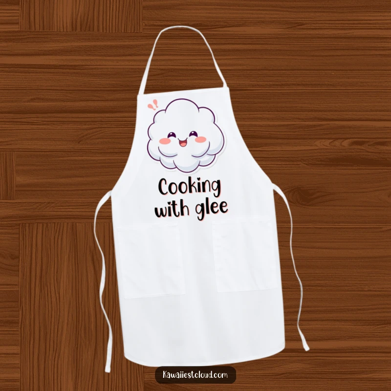 Funny apron with a cheerful cloud character letting out a happy sigh, bringing joy to the kitchen while offering protection.
