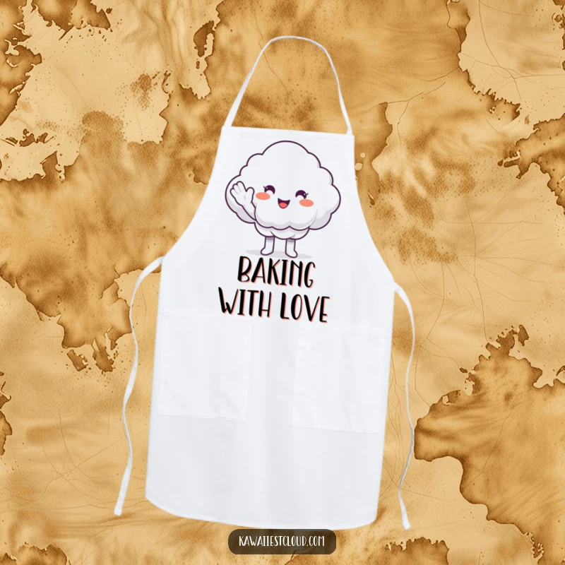 Funny Apron: A smiling cloud character giving a fluffy white cloud a celebratory high-five.