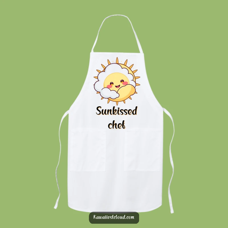 Funny Peek-a-Boo Cloud Apron: Happy Grinning Character, Kitchen Gift