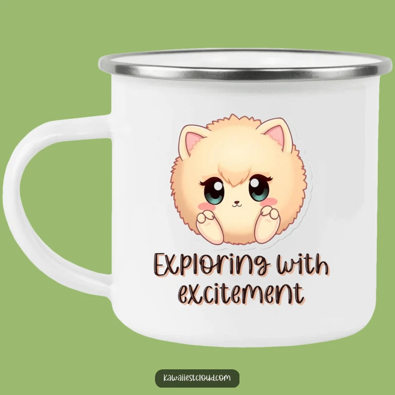 Funny Camp Fuzzy Sphere Mug: Curious Eyes Design, Durable Humorous Gift for Outdoors