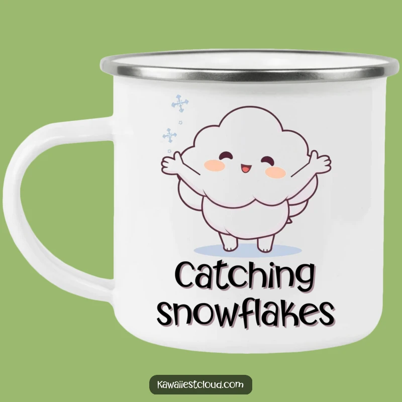 Funny Cloud Catching Snowflake Camping Mug - Snowy Adventure Drinkware