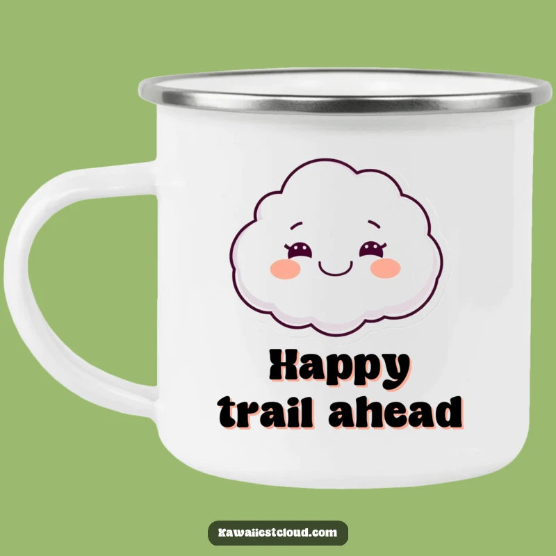 Funny Happy Cloud Camping Mug, Joyful Outdoor Character, Adventure Gift