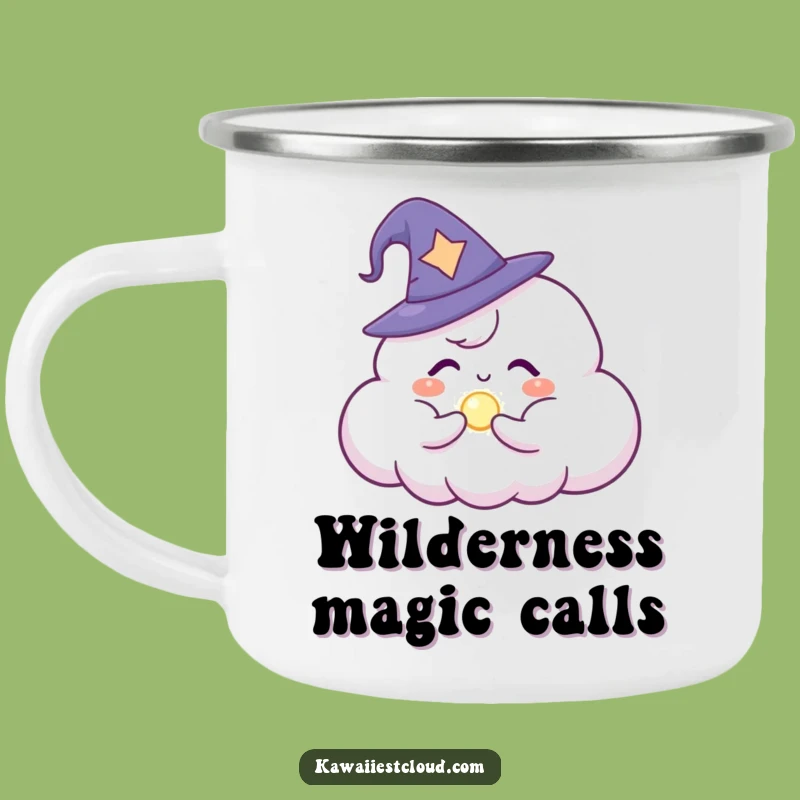 Funny Wizard Cloud Enamel Camping Mug: Magical Campfire Brews Gift