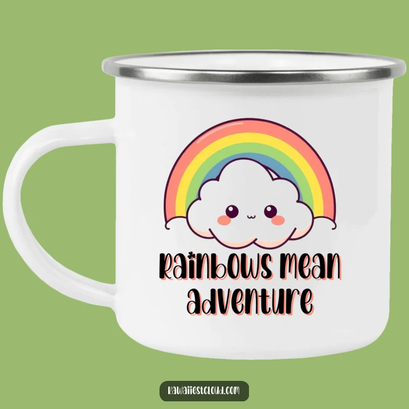 Funny Curious Cloud Camping Mug - Rainbow Adventure Sipper