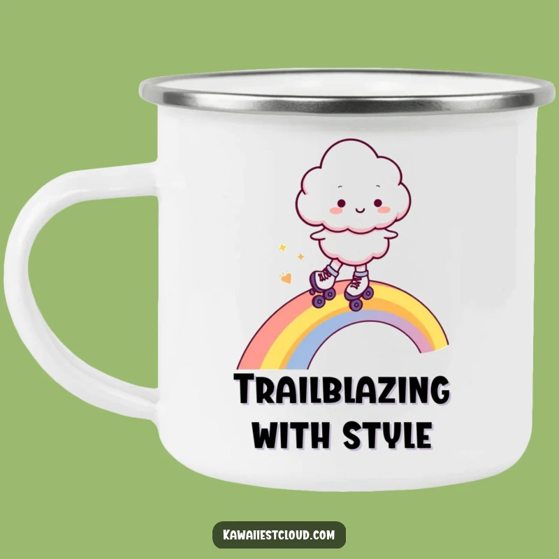 Funny Retro Cloud Camping Mug - Roller Skating Rainbow Adventures, Great Funny Gift!