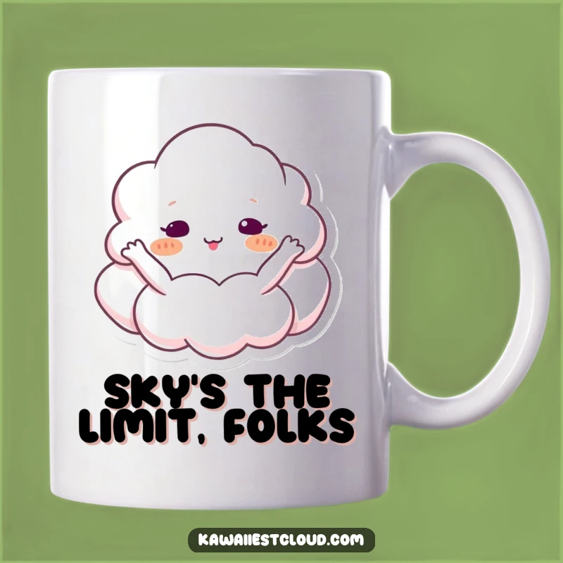 Funny Cloud Hugging Sky Mug: Adorable Character Embracing Heavens, Perfect Gift