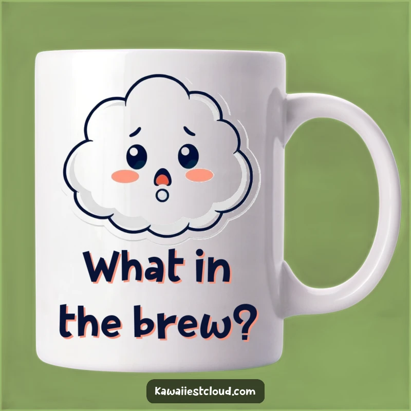 Funny Surprised Cloud Mug: Question Mark Art, Puzzled Humorous Gift for Curious Minds