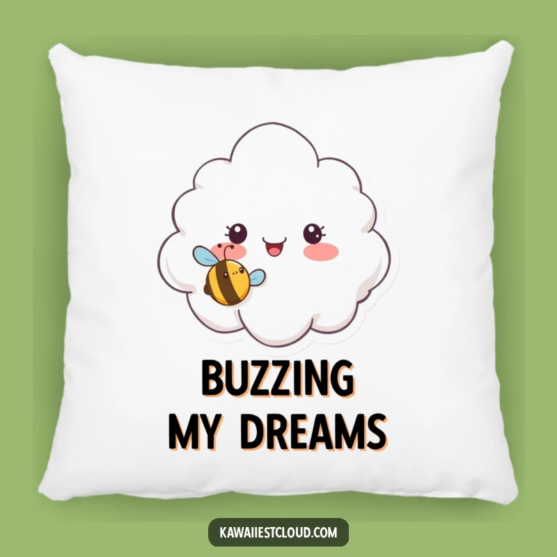 Funny Surprised Cloud Pillow: Cozy Comfort with a Hilarious Bee Visitor