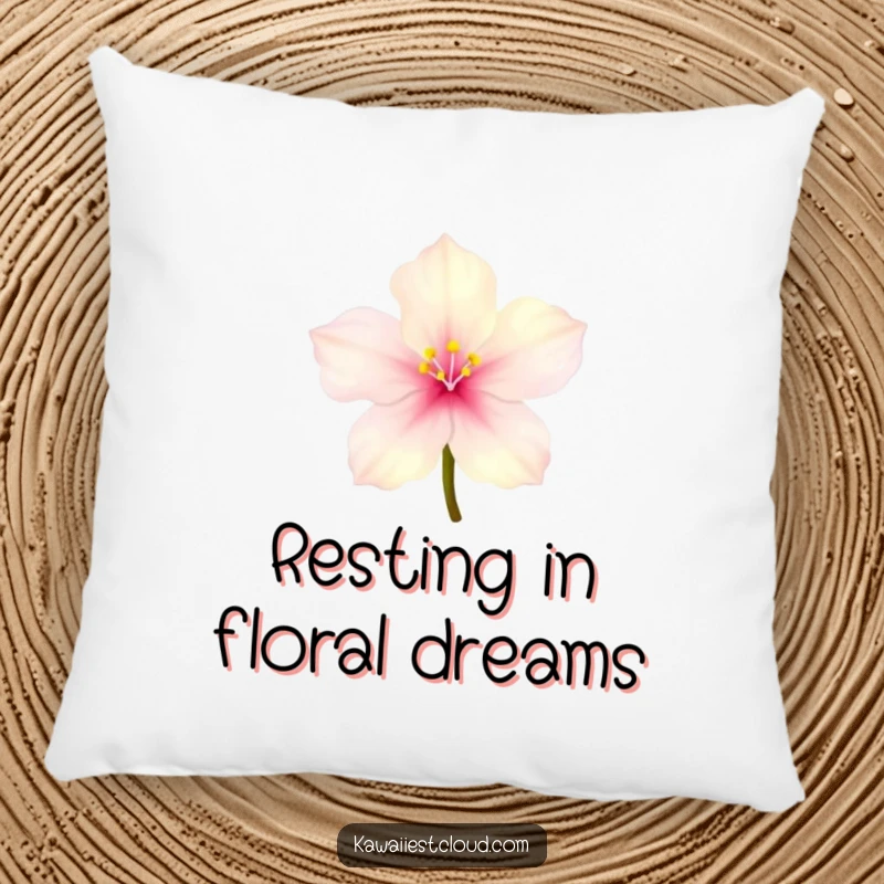 Funny tiny glowing blossom pillow with delicate translucent petals, offering enchanting and humorous comfort.