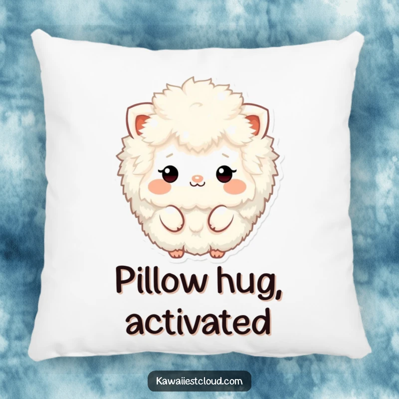 Funny fluffy, textured character pillow with minimalistic details, offering a soft, comfortable, and uniquely humorous decorative touch.