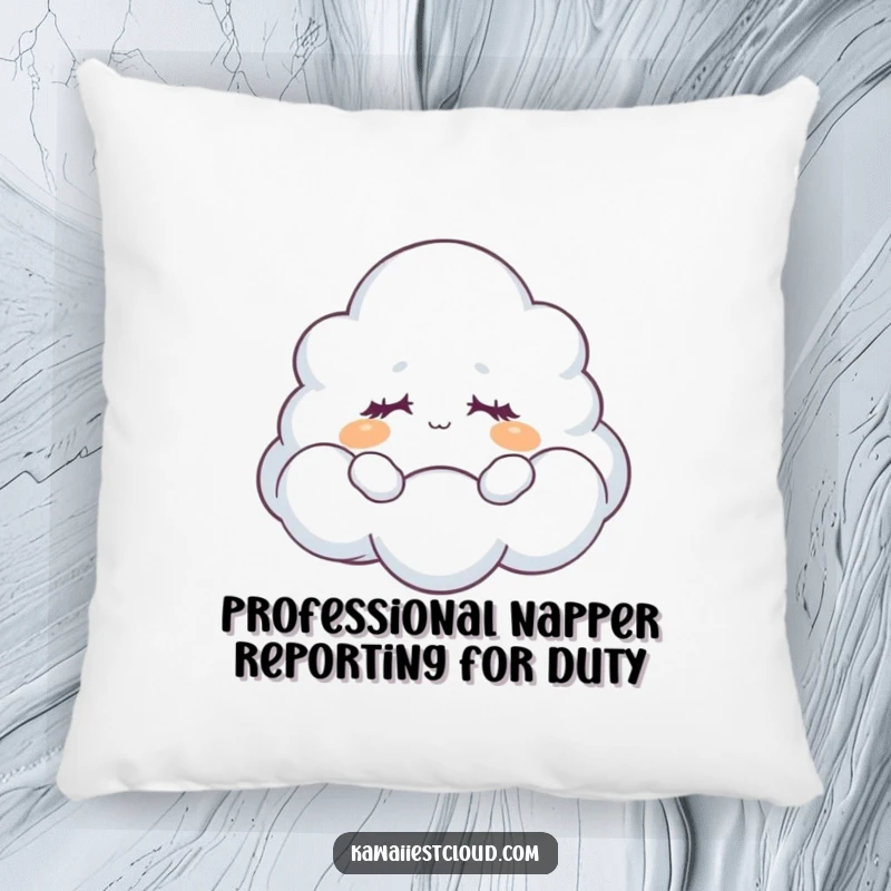 Funny Pillow: A dreamy cloud character rests peacefully with closed eyes, offering comfort and a touch of whimsy.