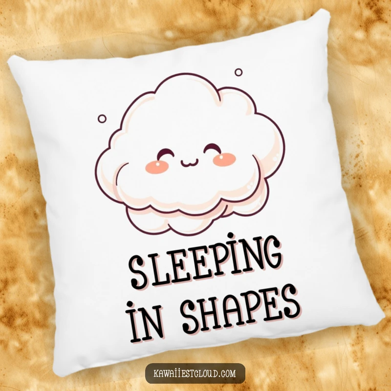 Funny Pillow featuring a giggling cloud character creating intricate, whimsical shapes with its mist, perfect for cozy comfort and inspiration.