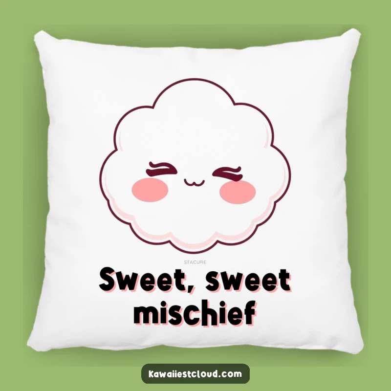 Funny Mischievous Winking Cloud Pillow - Cozy Cheeky Accent
