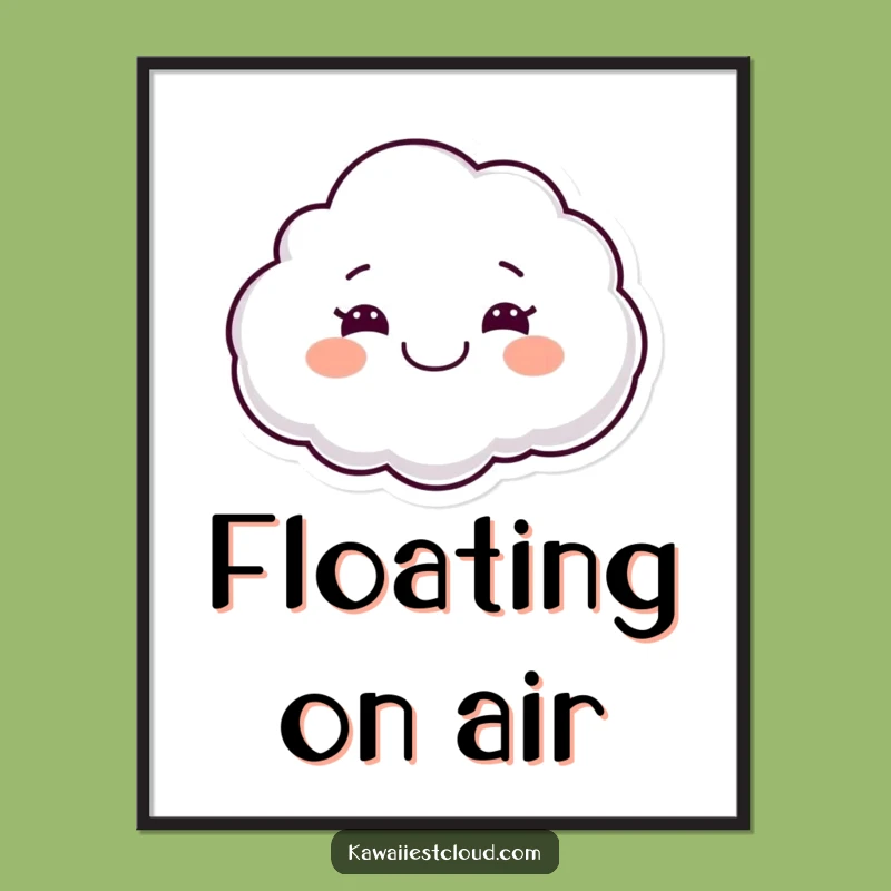 Funny Joyful Cloud Digital Art, Floating Character Print, Instant Happy Decor