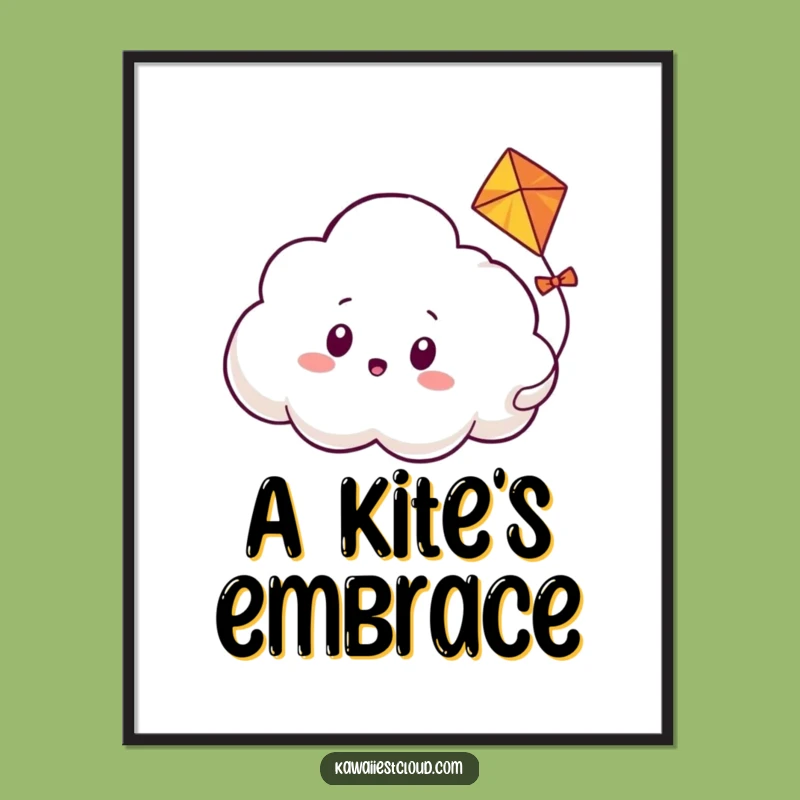 Funny Cloud Art Print - Kite Weaving Surprise, Ideal Funny Gift!