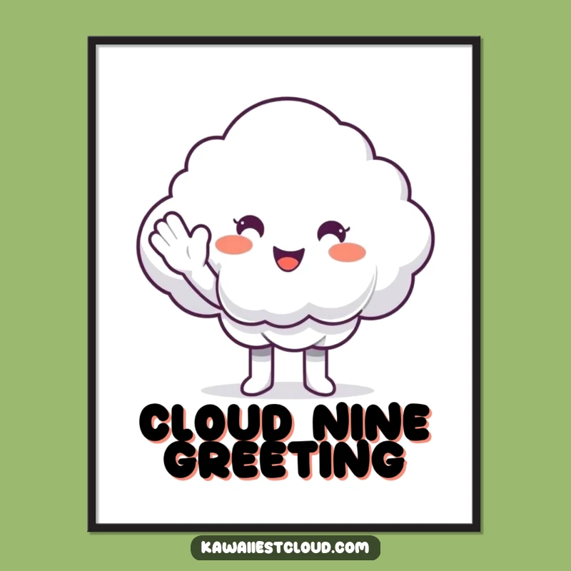 Funny Cloud High-Five Digital Art: Positivity for Your Walls Gift