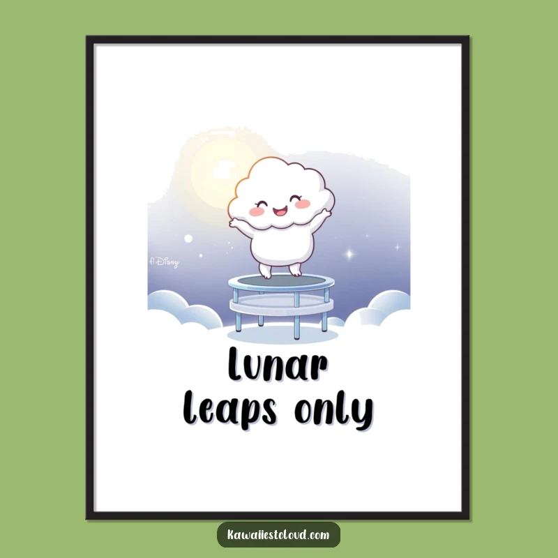Funny Cloud Trampoline Digital Art: Joyful Whimsy for Your Walls Gift