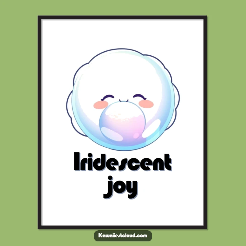Funny Delighted Cloud Digital Art Print: Bubble Magic for Hilarious Decor