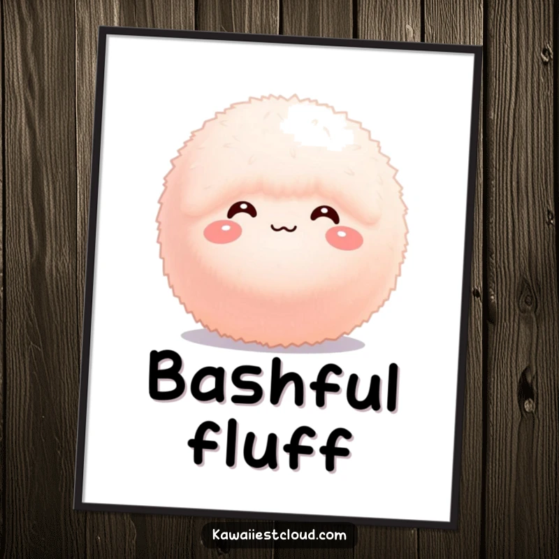 Funny Digital Art: A tiny, fluffy sphere with a shy, bashful expression, designed to add cuteness and gentle humor.