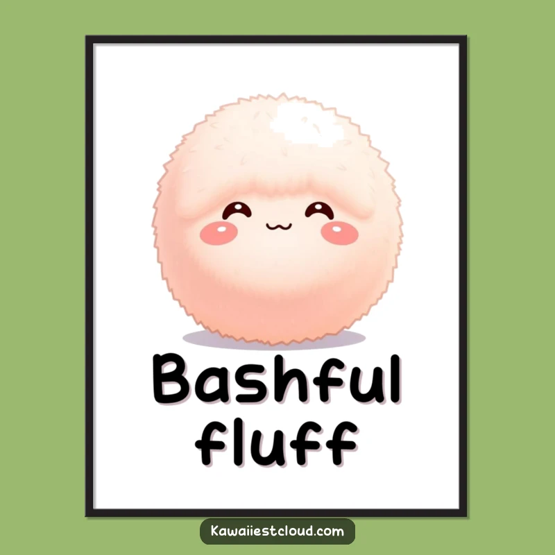 Funny Fluffy Sphere Digital Art: Bashful Wall Decor, Cute Charm, Instant Gift