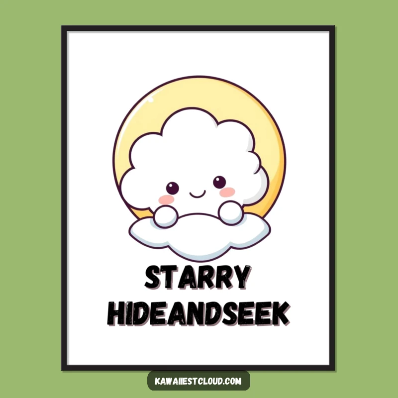 Funny Peek-a-Boo Cloud Digital Art - Cheerful Character Print - Funny Gift