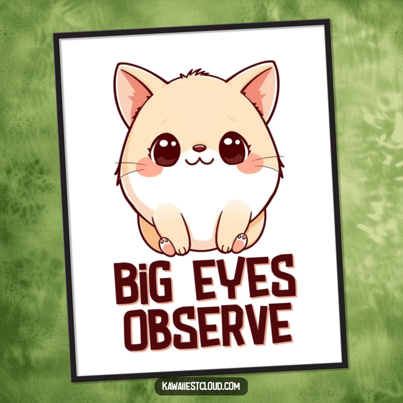 Funny Digital Art: A plump, round character with large, curious eyes and tiny paws, rendered in a charming and humorous style.