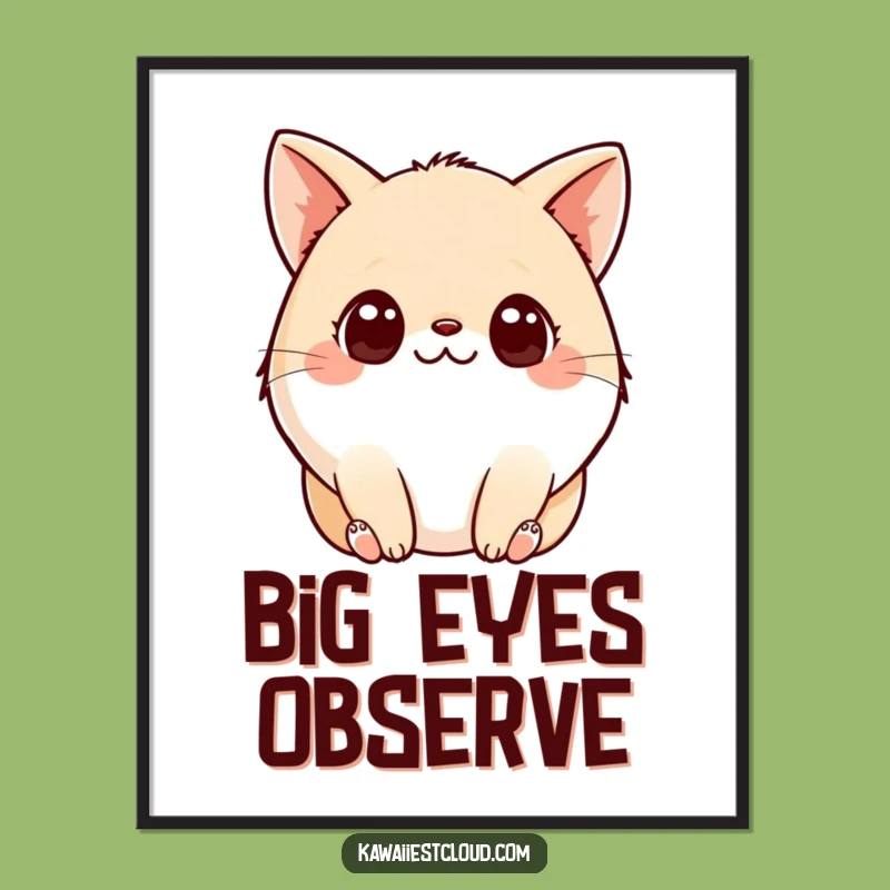 Funny Plump Creature Digital Art: Curious Eyes Wall Decor, Instant Funny Gift