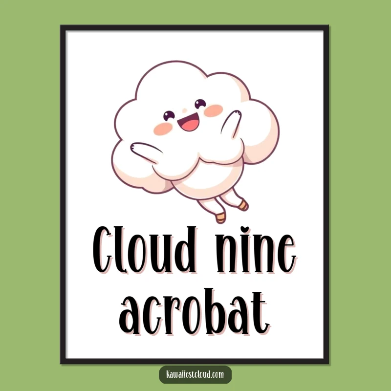 Funny Somersault Cloud Digital Art: Playful Sky Flip, Instant Funny Gift Download