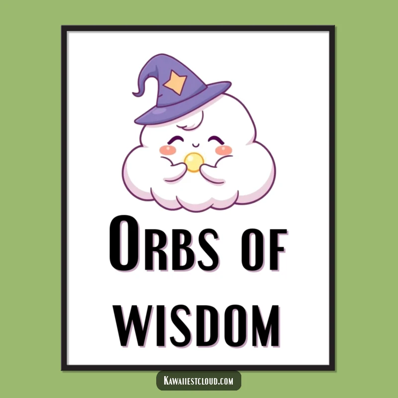 Funny Wizard Cloud Digital Art: Enchanting Magic for Your Walls Gift