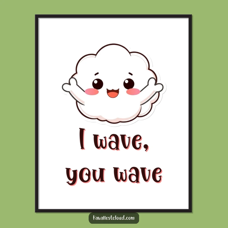 Funny Waving Cloud Digital Art: Instant Cheerful Greetings for Your Space!