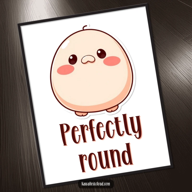 Funny plump, round character with tiny button eyes and rosy cheeks, an adorable digital art print for adding instant charm. A cute gift.