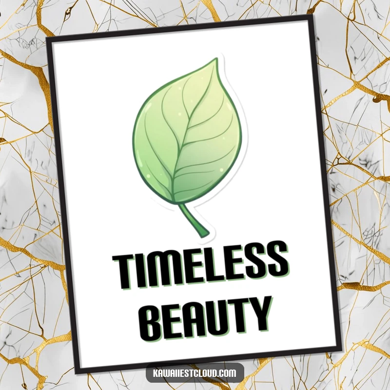 Funny Digital Art Print of a miniature, stylized leaf with an artistic, elegant curve, offering humorous and sophisticated decor.