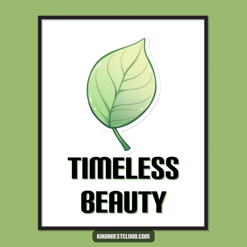 Elegant Funny Leaf Digital Art: Artistic Curve Print, A Unique Humorous Gift for Decor