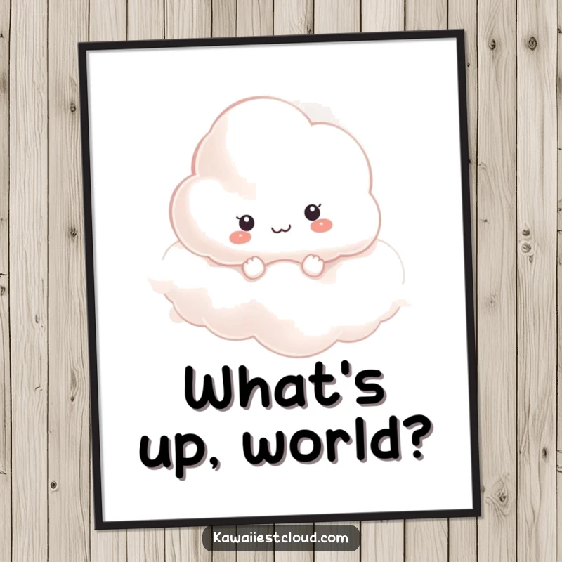 Funny curious cloud character peeking through mist, available as a downloadable digital art print.