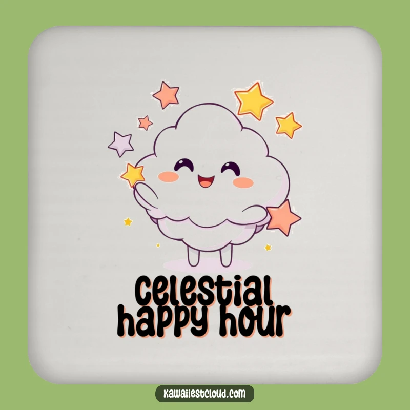 Funny Star Juggling Cloud Coasters: Protect Surfaces with Cosmic Charm and Humor