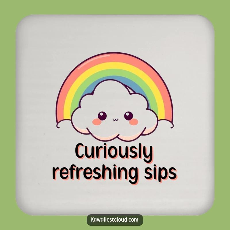 Funny Curious Cloud Coaster - Peek-a-Boo Rainbow Protection