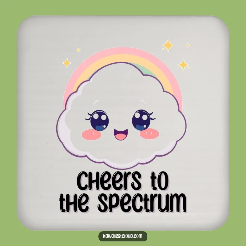 Funny Rainbow Cloud Drink Coaster - Big Eyes Charm & Fun Gift!