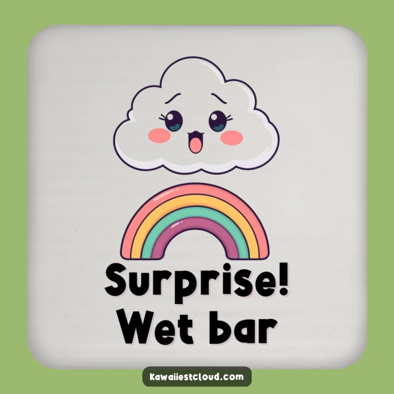 Funny Surprised Cloud Coaster - Protect Surfaces with a Smile