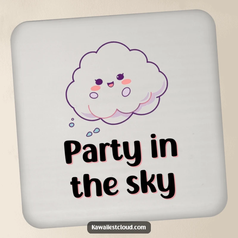 Funny Shimmer Cloud Coaster Set: Playful cloud character spins, leaving iridescent shimmer. Protects surfaces with funny flair.