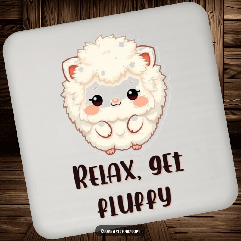 Funny fluffy, textured character drink coasters with minimalistic features, providing surface protection with a touch of soft, humorous artistry.