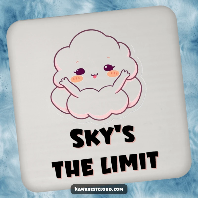 Funny cloud drink coaster featuring a character cheerfully embracing the sky, protecting surfaces with charm.