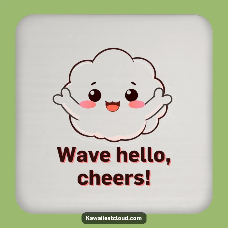 Funny Waving Cloud Drink Coaster: Add a Cheerful Touch to Your Table!