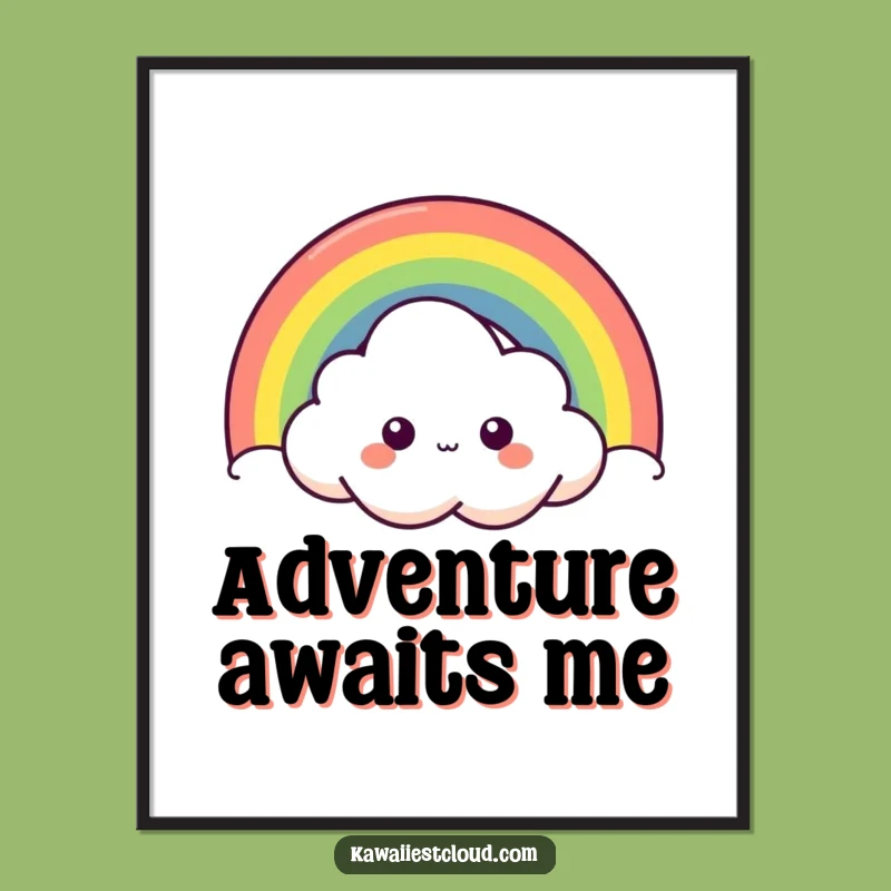 Funny Curious Cloud Rainbow Poster - Whimsical Peek-a-Boo Wall Art