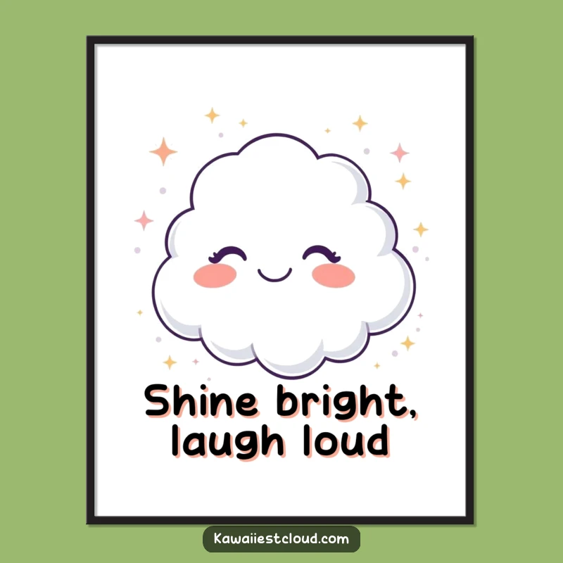 Funny Giggling Cloud Glitter Poster - Sparkly Wall Art - Funny Gift Decor