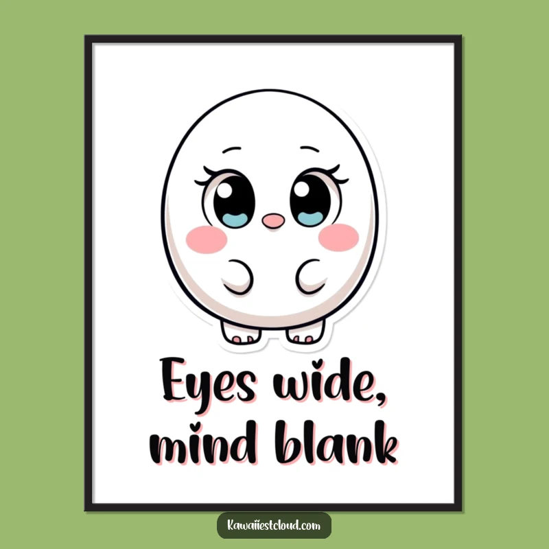 Funny Ovular Character Poster: Large Innocent Eyes Art, Charming Home Funny Gift