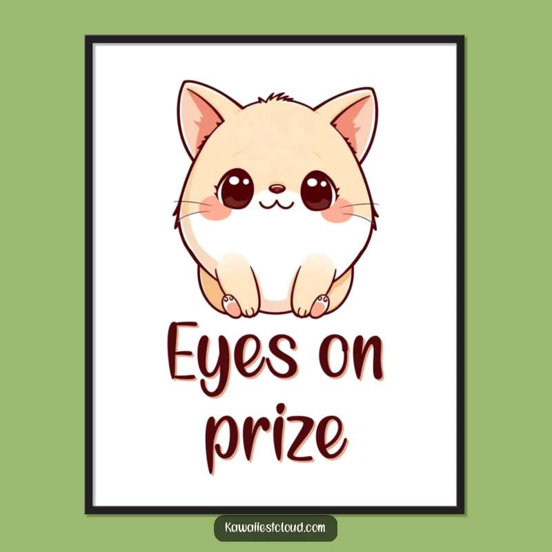 Funny Plump Creature Poster: Adorable Curious Eyes Art, Unique Funny Gift Idea