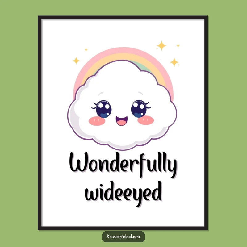 Funny Rainbow Cloud Poster - Big Eyes Art & Humorous Gift!