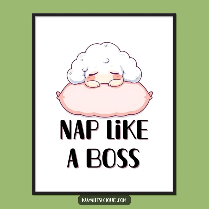 Funny Sleepy Cloud Pillow Poster - Nap Wall Art - Funny Gift Decor