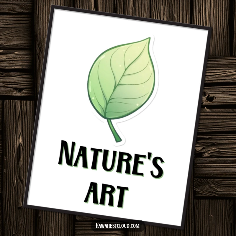 Funny Poster showcasing a miniature, stylized leaf with an artistic, elegant curve, adding humorous elegance to any wall.