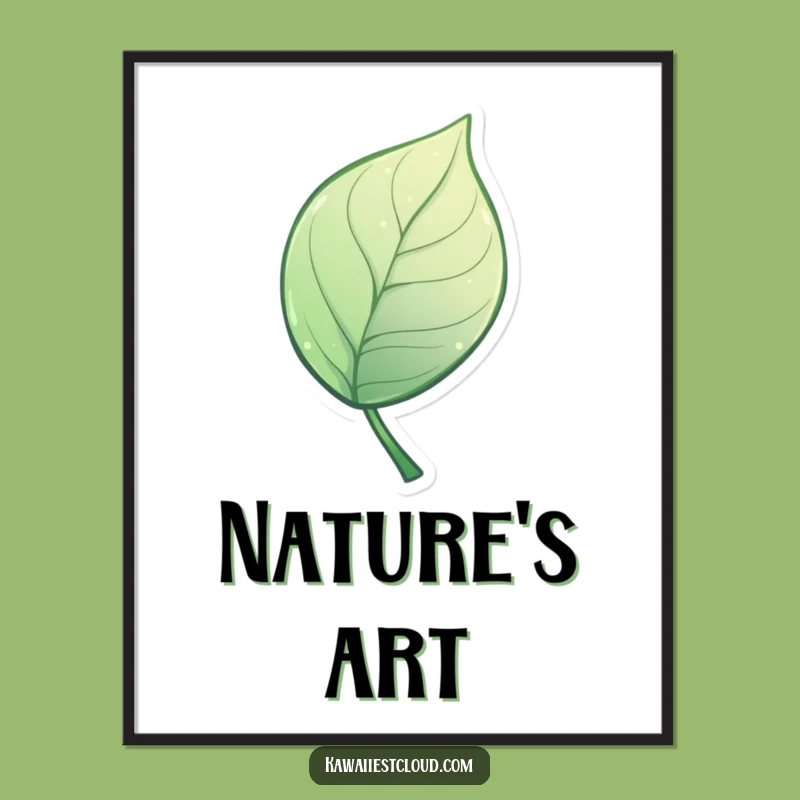 Artistic Funny Leaf Poster: Elegant Curve Decor, A Quirky Humorous Gift for Wall Art